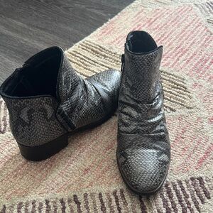 BareTraps Black Snake Print Ankle Boots